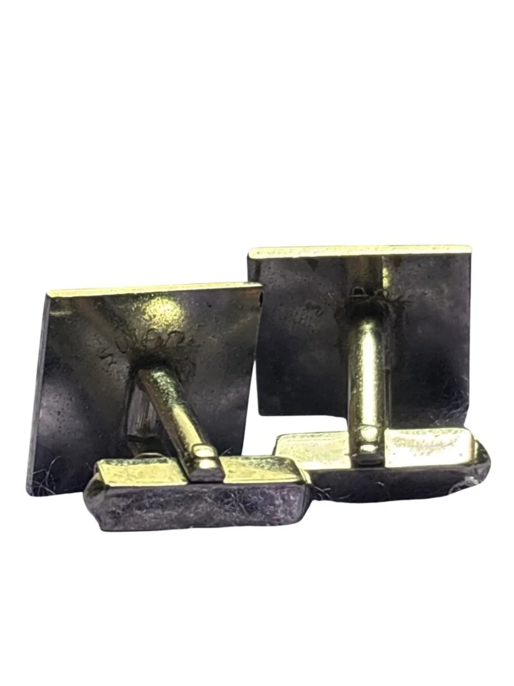 Vintage Swank Cufflinks Silvertone Square Geometric 5/8 inch